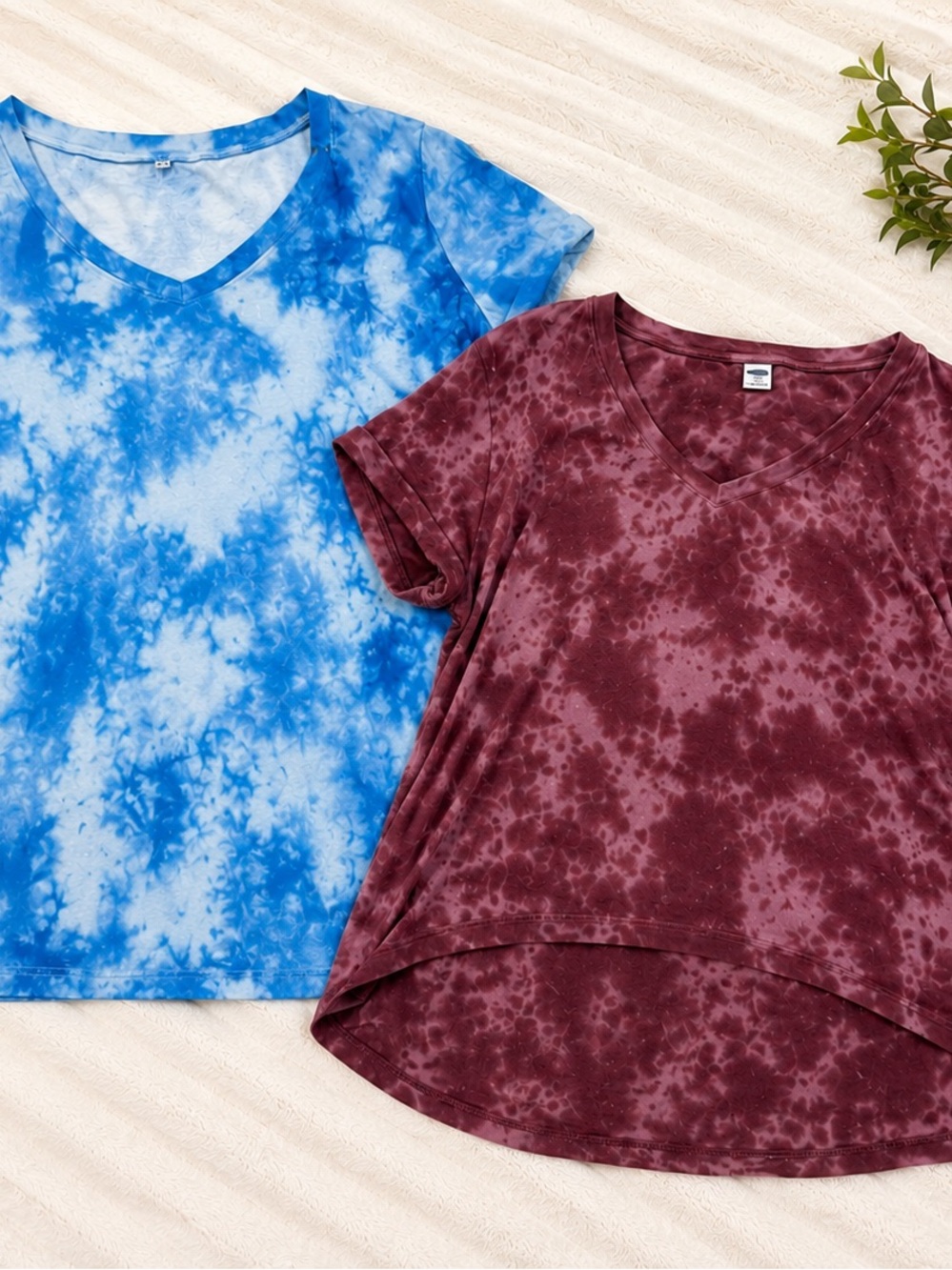 Tie-Dye V-Neck Tee Bundle | Old Navy & Amazon | Size XL | Blue + Mauve